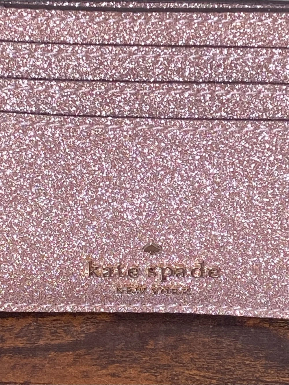 kate spade Rose Gold Glitter Card Holder NWT